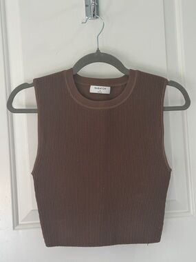Babaton Chocolate Ribbed Sleeveless Tank